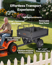 Garden Utility Trailer, 10 Cu. Ft & 227 kg Capacity, ATV UTV Hauling Trailer, Tow Behind Steel Dump Cart with V952-HYTCHSTPK10CJT946001V0