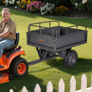 Garden Utility Trailer, 10 Cu. Ft & 227 kg Capacity, ATV UTV Hauling Trailer, Tow Behind Steel Dump Cart with V952-HYTCHSTPK10CJT946001V0