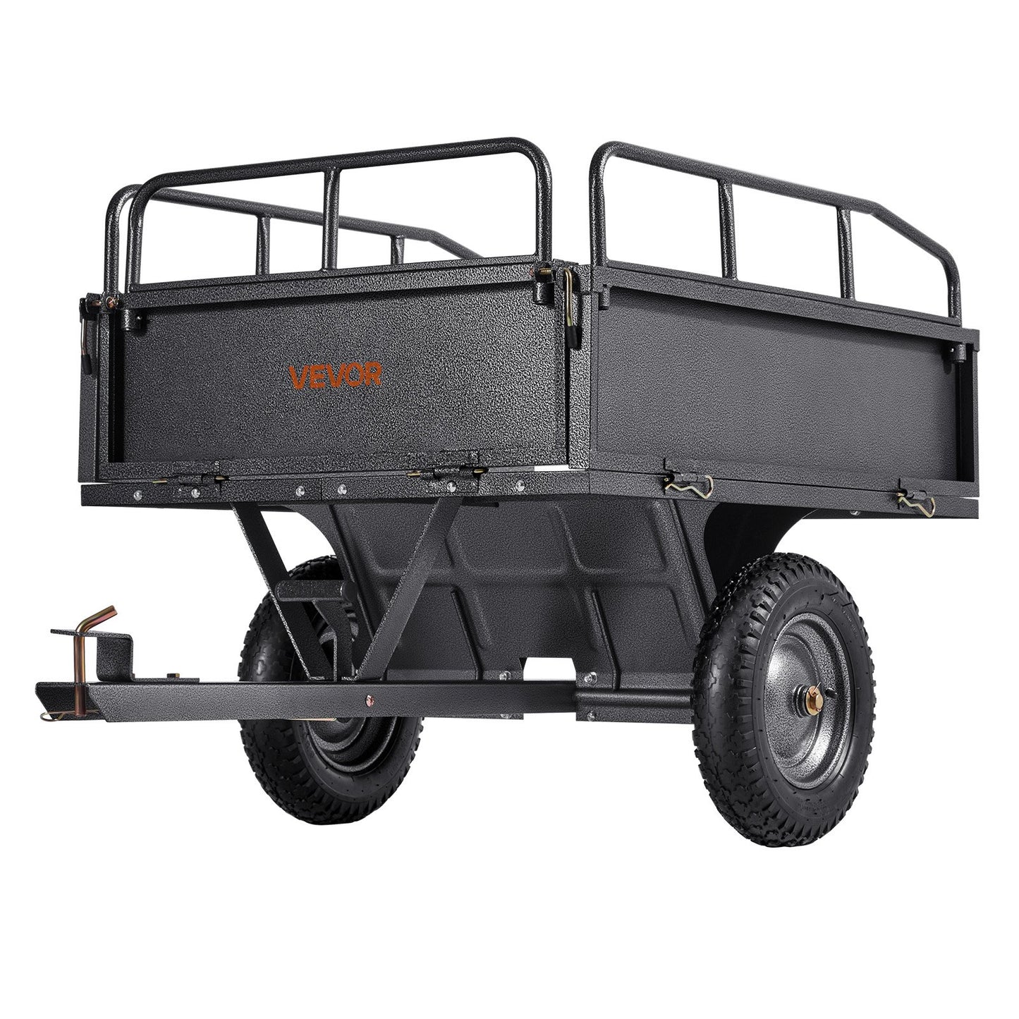 Garden Utility Trailer, 10 Cu. Ft & 227 kg Capacity, ATV UTV Hauling Trailer, Tow Behind Steel Dump Cart with V952-HYTCHSTPK10CJT946001V0
