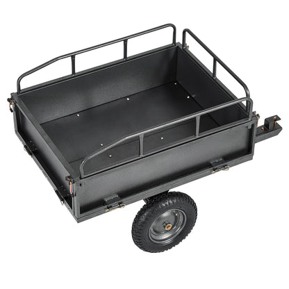Garden Utility Trailer, 10 Cu. Ft & 227 kg Capacity, ATV UTV Hauling Trailer, Tow Behind Steel Dump Cart with V952-HYTCHSTPK10CJT946001V0