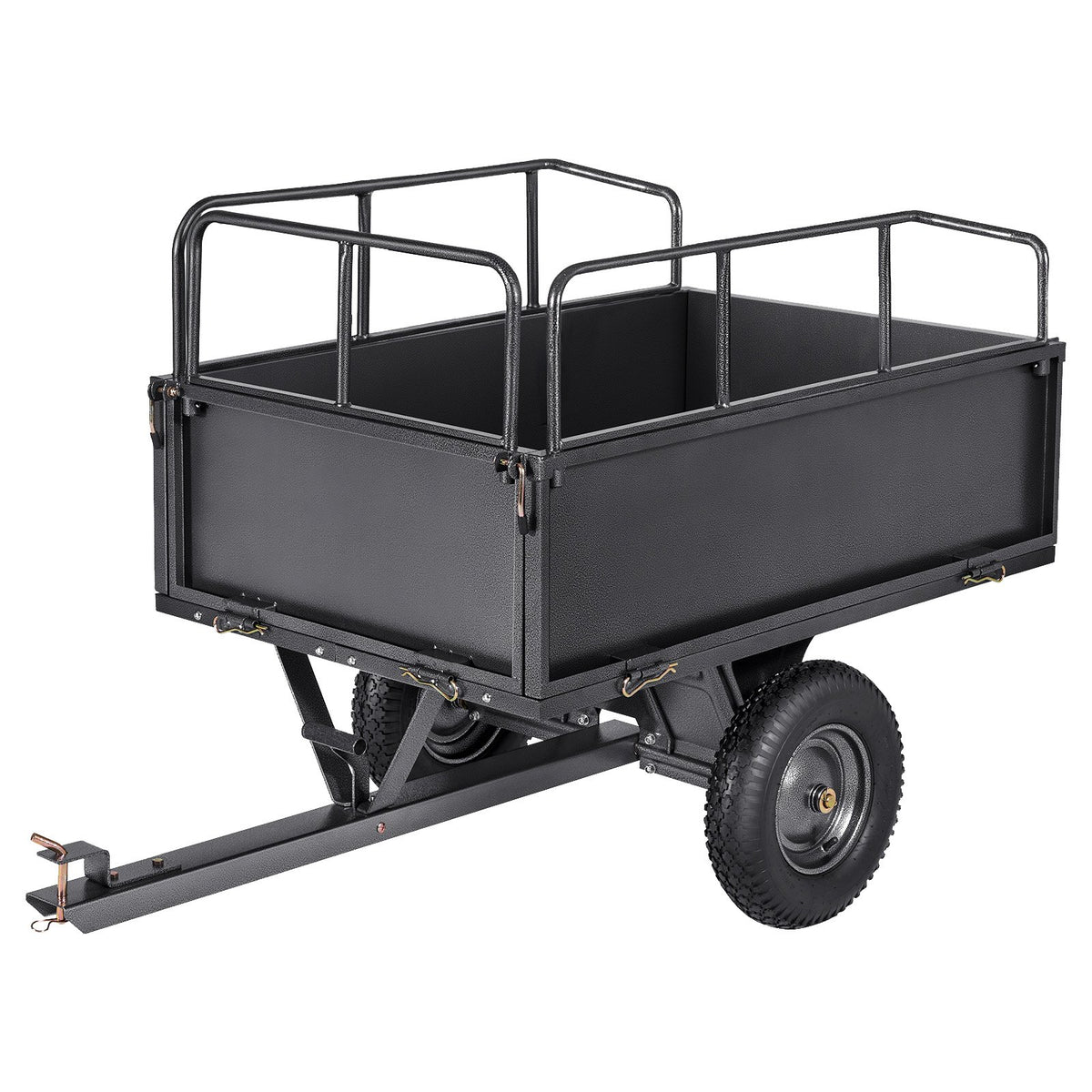 Garden Utility Trailer, 17 Cu. Ft & 272 kg Capacity, ATV UTV Hauling Trailer, Tow Behind Steel Dump Cart with V952-HYTCHSTPK17CFT3NV001V0