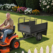 Garden Utility Trailer, 17 Cu. Ft & 272 kg Capacity, ATV UTV Hauling Trailer, Tow Behind Steel Dump Cart with V952-HYTCHSTPK17CFT3NV001V0