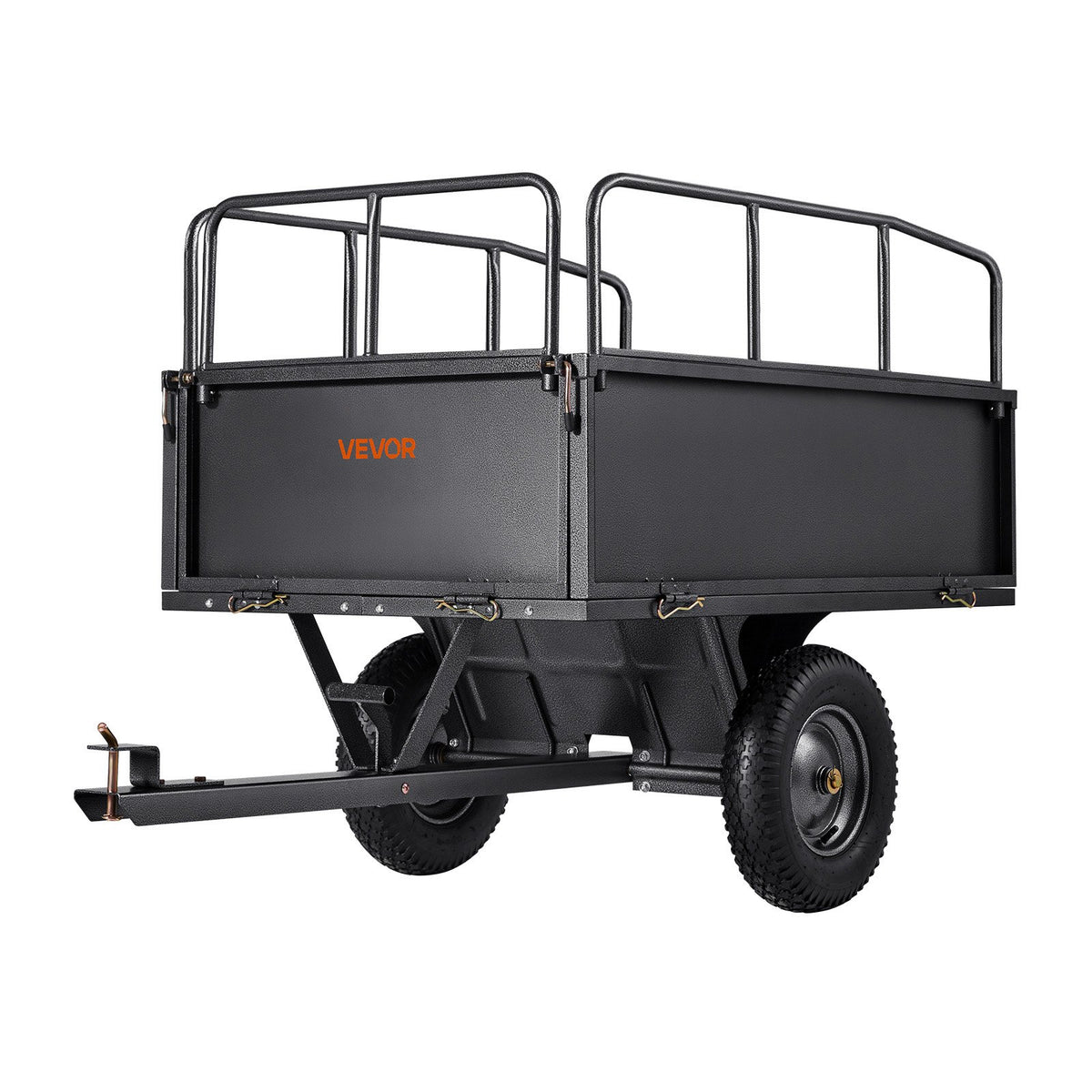 Garden Utility Trailer, 17 Cu. Ft & 272 kg Capacity, ATV UTV Hauling Trailer, Tow Behind Steel Dump Cart with V952-HYTCHSTPK17CFT3NV001V0