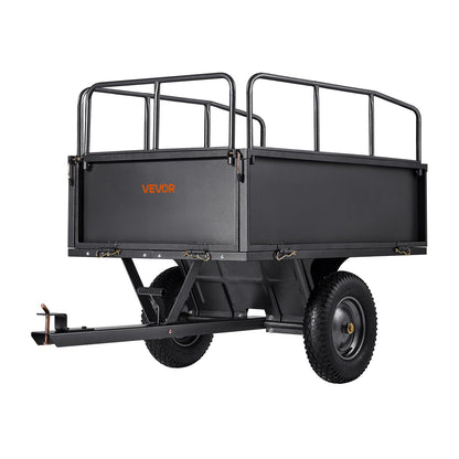 Garden Utility Trailer, 17 Cu. Ft & 272 kg Capacity, ATV UTV Hauling Trailer, Tow Behind Steel Dump Cart with V952-HYTCHSTPK17CFT3NV001V0