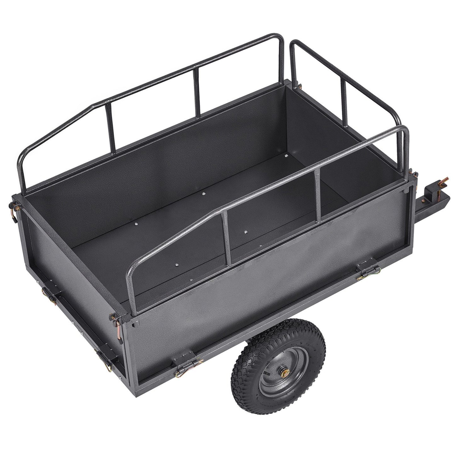 Garden Utility Trailer, 17 Cu. Ft & 272 kg Capacity, ATV UTV Hauling Trailer, Tow Behind Steel Dump Cart with V952-HYTCHSTPK17CFT3NV001V0