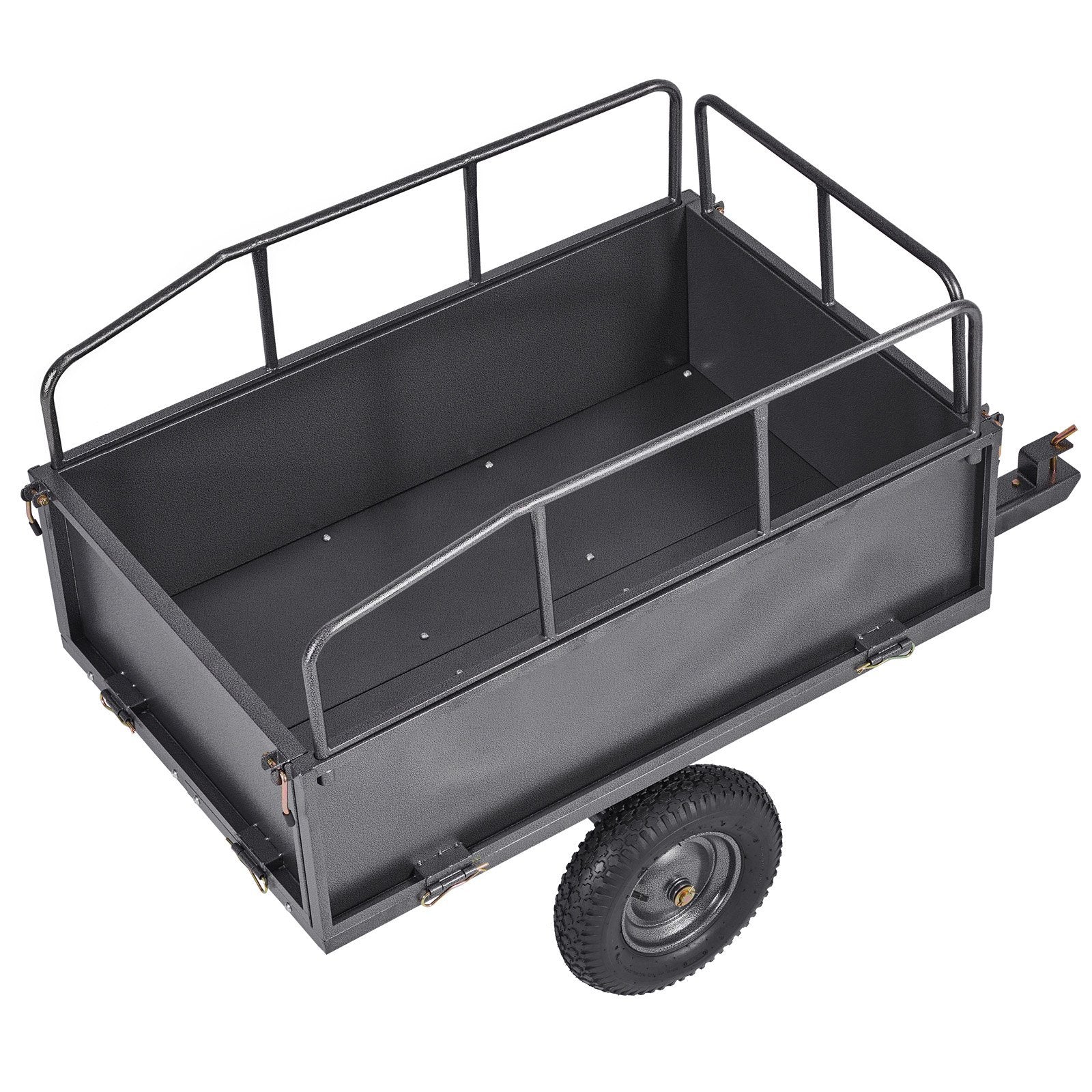 Garden Utility Trailer, 17 Cu. Ft & 272 kg Capacity, ATV UTV Hauling Trailer, Tow Behind Steel Dump Cart with V952-HYTCHSTPK17CFT3NV001V0