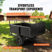 Heavy Duty ATV Trailer Steel Dump Cart, 750-Pound 15 Cubic Feet, Garden Utility Trailer with Removable Sides V952-HYTCTPK12CUFTVB4CV0