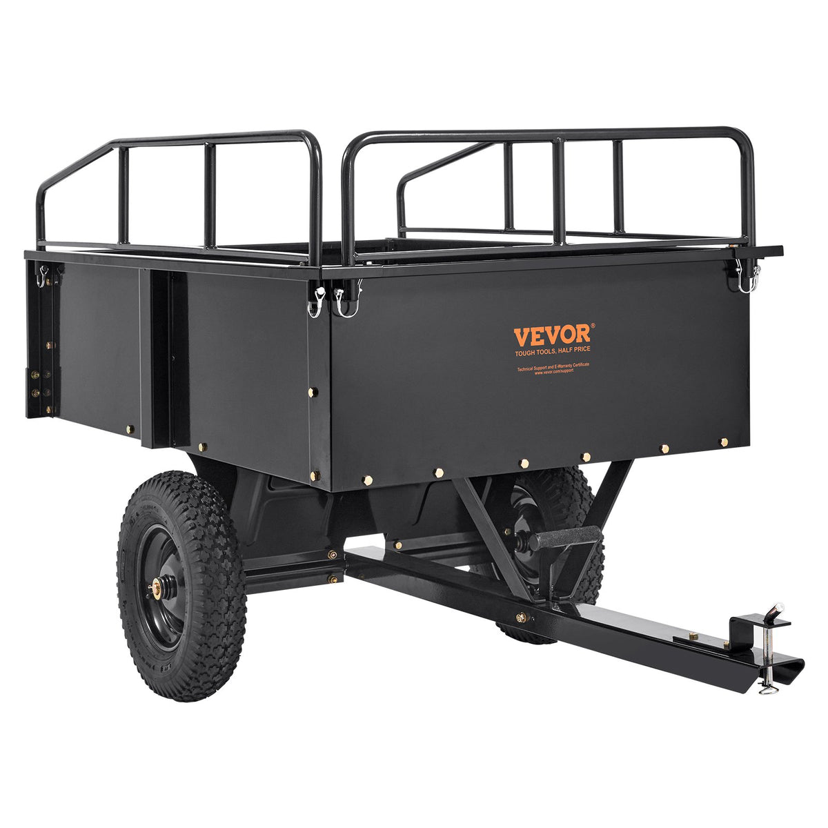 Heavy Duty ATV Trailer Steel Dump Cart, 750-Pound 15 Cubic Feet, Garden Utility Trailer with Removable Sides V952-HYTCTPK12CUFTVB4CV0