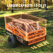 Heavy Duty Steel ATV Dump Trailer, 1500-Pound Load Capacity 15 Cubic Feet, Tow Behind Dump Cart Garden V952-HYTCWGK15CUFTPB5GV0