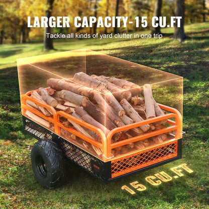 Heavy Duty Steel ATV Dump Trailer, 1500-Pound Load Capacity 15 Cubic Feet, Tow Behind Dump Cart Garden V952-HYTCWGK15CUFTPB5GV0