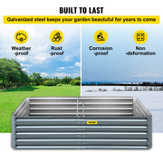 Galvanized Raised Garden Bed, 203 x 102 x 48 cm Metal Planter Box, Gray Steel Plant Raised Garden Bed Kit, V952-HYZZC80CFXK40CHS1V0