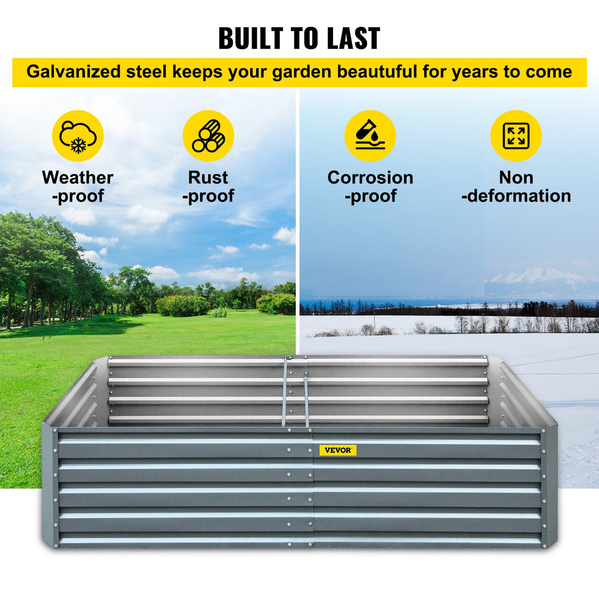 Galvanized Raised Garden Bed, 203 x 102 x 48 cm Metal Planter Box, Gray Steel Plant Raised Garden Bed Kit, V952-HYZZC80CFXK40CHS1V0