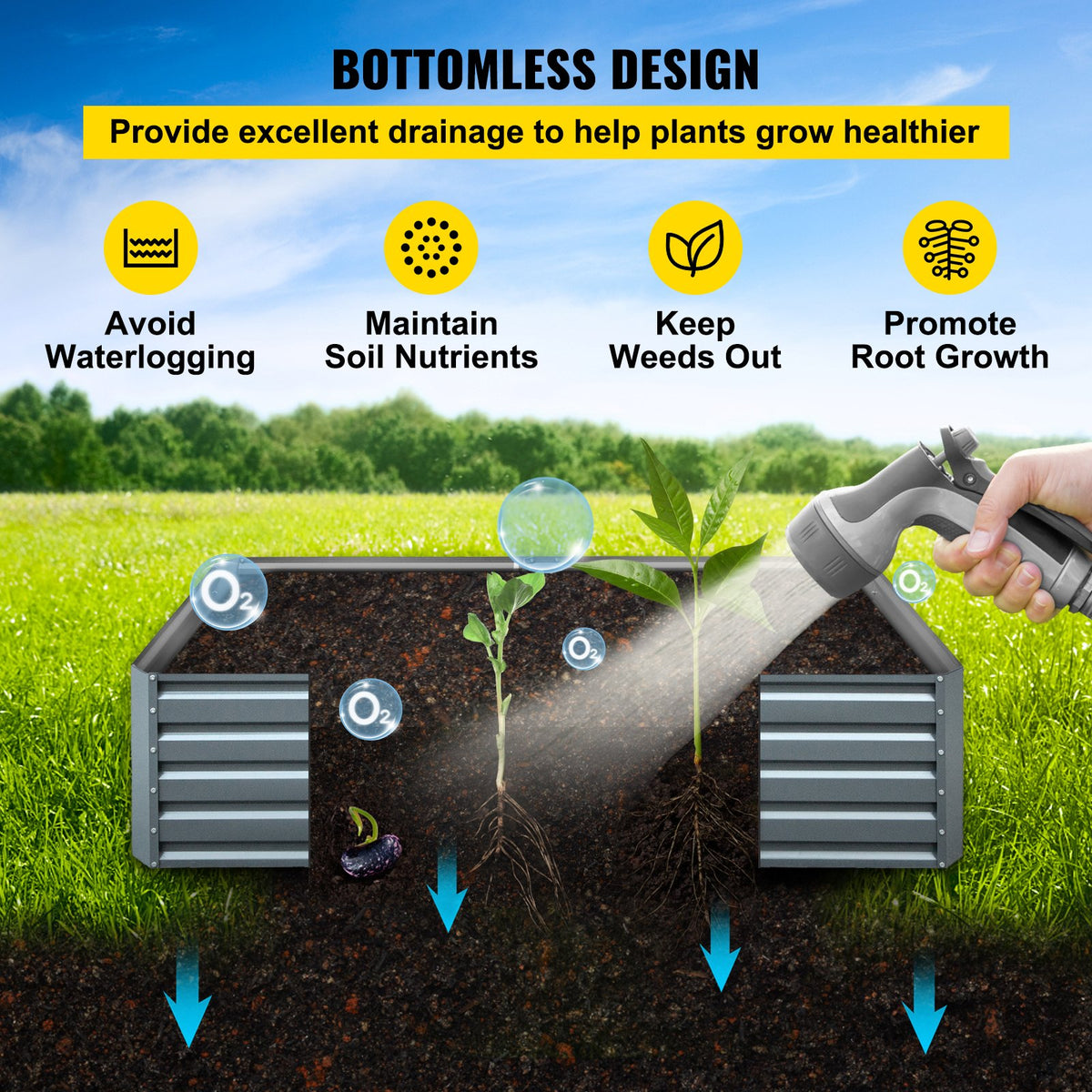 Galvanized Raised Garden Bed, 203 x 102 x 48 cm Metal Planter Box, Gray Steel Plant Raised Garden Bed Kit, V952-HYZZC80CFXK40CHS1V0