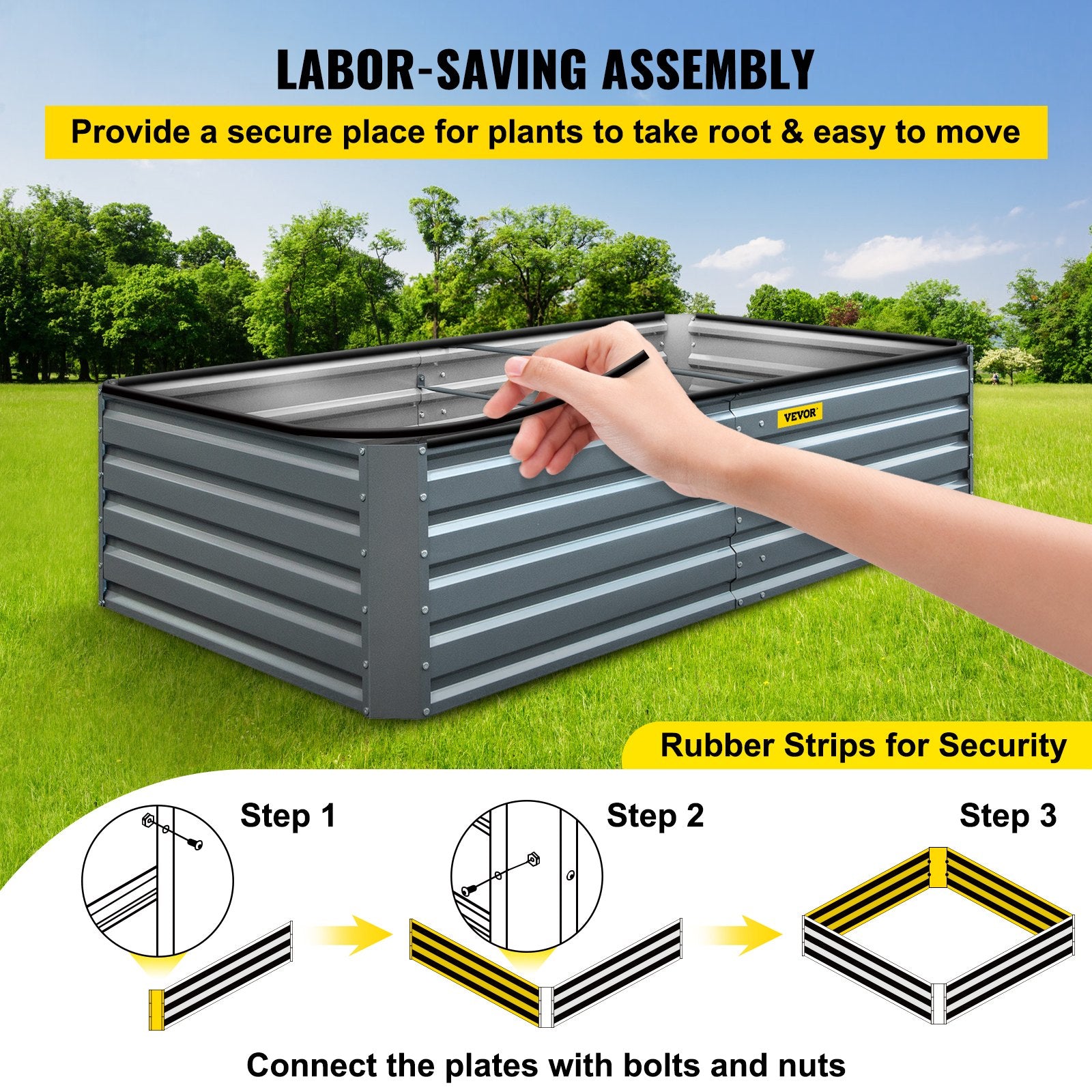 Galvanized Raised Garden Bed, 203 x 102 x 48 cm Metal Planter Box, Gray Steel Plant Raised Garden Bed Kit, V952-HYZZC80CFXK40CHS1V0