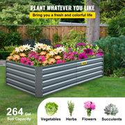 Galvanized Raised Garden Bed, 203 x 102 x 48 cm Metal Planter Box, Gray Steel Plant Raised Garden Bed Kit, V952-HYZZC80CFXK40CHS1V0