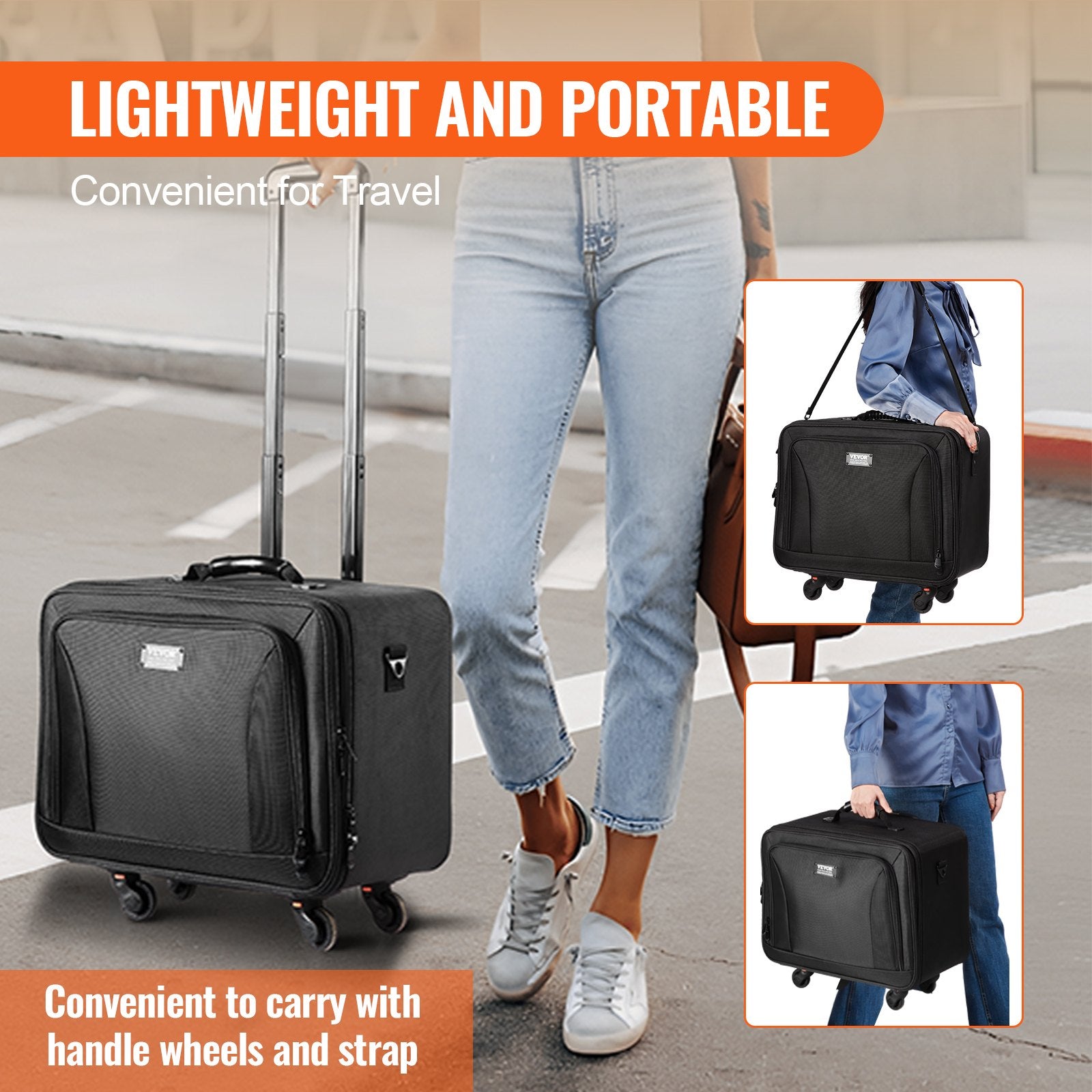 Rolling Makeup Train Case Large Storage 3 Tiers, Convenient Carry With Handle, Wheels, Strap, Professional V952-HZBXLGS3C000ZDTHJV0