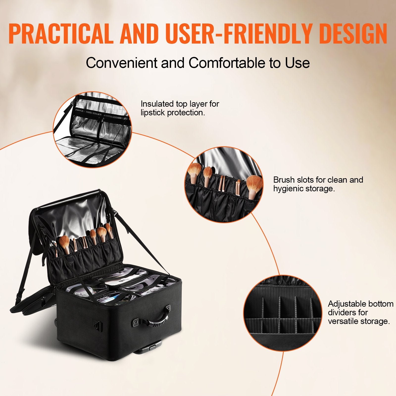 Rolling Makeup Train Case Large Storage 3 Tiers, Convenient Carry With Handle, Wheels, Strap, Professional V952-HZBXLGS3C000ZDTHJV0