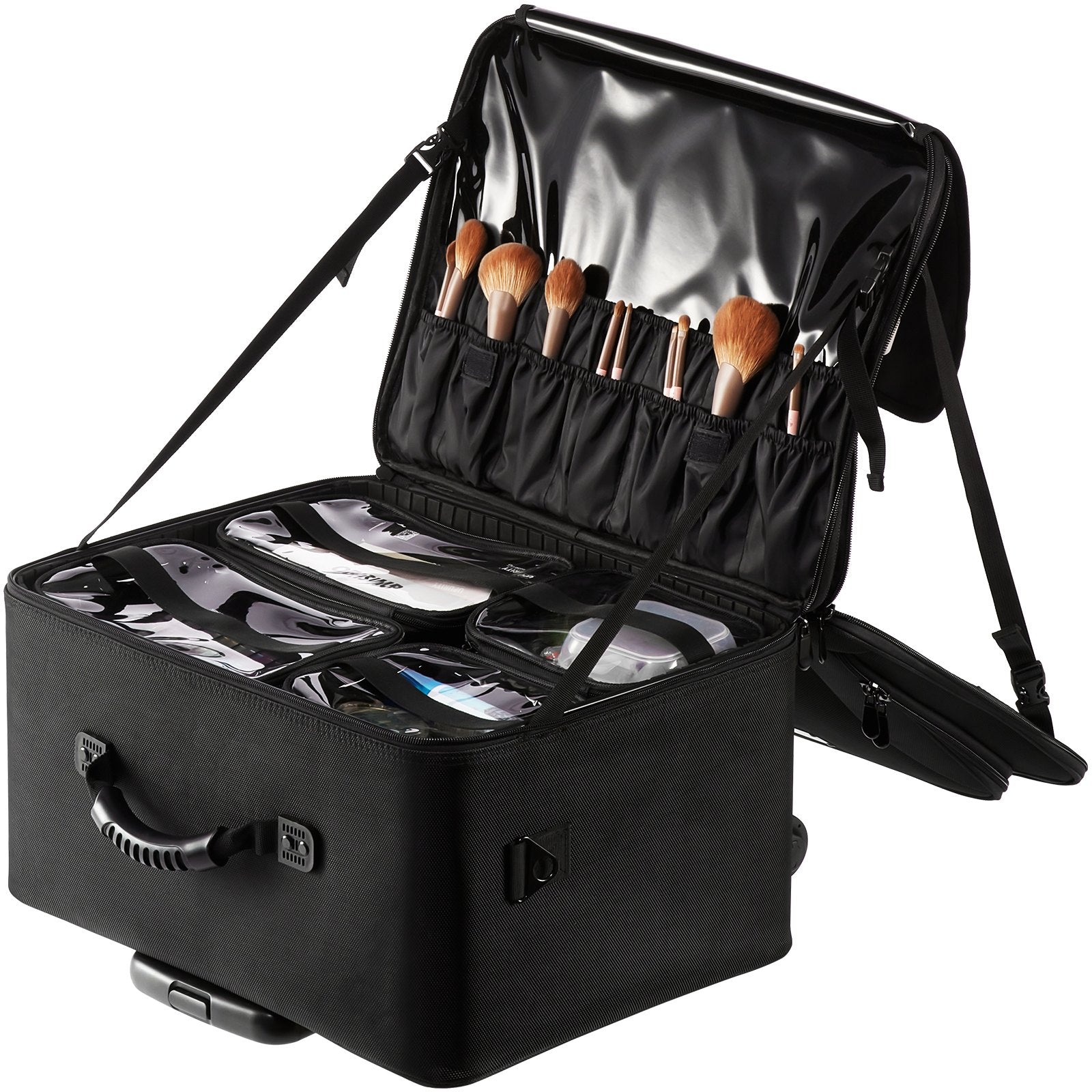 Rolling Makeup Train Case Large Storage 3 Tiers, Convenient Carry With Handle, Wheels, Strap, Professional V952-HZBXLGS3C000ZDTHJV0
