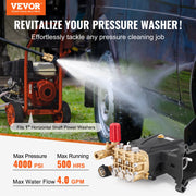 Pressure Washer Pump, 1" Shaft Horizontal Triplex Plunger, 4000 PSI, 4.0GPM, Replacement Power Washer Pumps V952-HZQZB4GPM1INPDKZMV0
