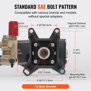 Pressure Washer Pump, 1" Shaft Horizontal Triplex Plunger, 4000 PSI, 4.0GPM, Replacement Power Washer Pumps V952-HZQZB4GPM1INPDKZMV0