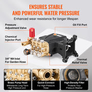Pressure Washer Pump, 1" Shaft Horizontal Triplex Plunger, 4000 PSI, 4.0GPM, Replacement Power Washer Pumps V952-HZQZB4GPM1INPDKZMV0