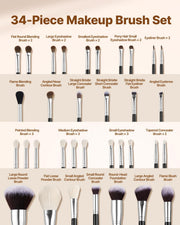 34-Piece Makeup Brush Set, Professional Brushes Kit for Foundation Blending Eyeshadow Concealer Blush - with V952-HZSTZHZSTZDWX383D001V0