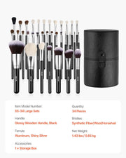 34-Piece Makeup Brush Set, Professional Brushes Kit for Foundation Blending Eyeshadow Concealer Blush - with V952-HZSTZHZSTZDWX383D001V0