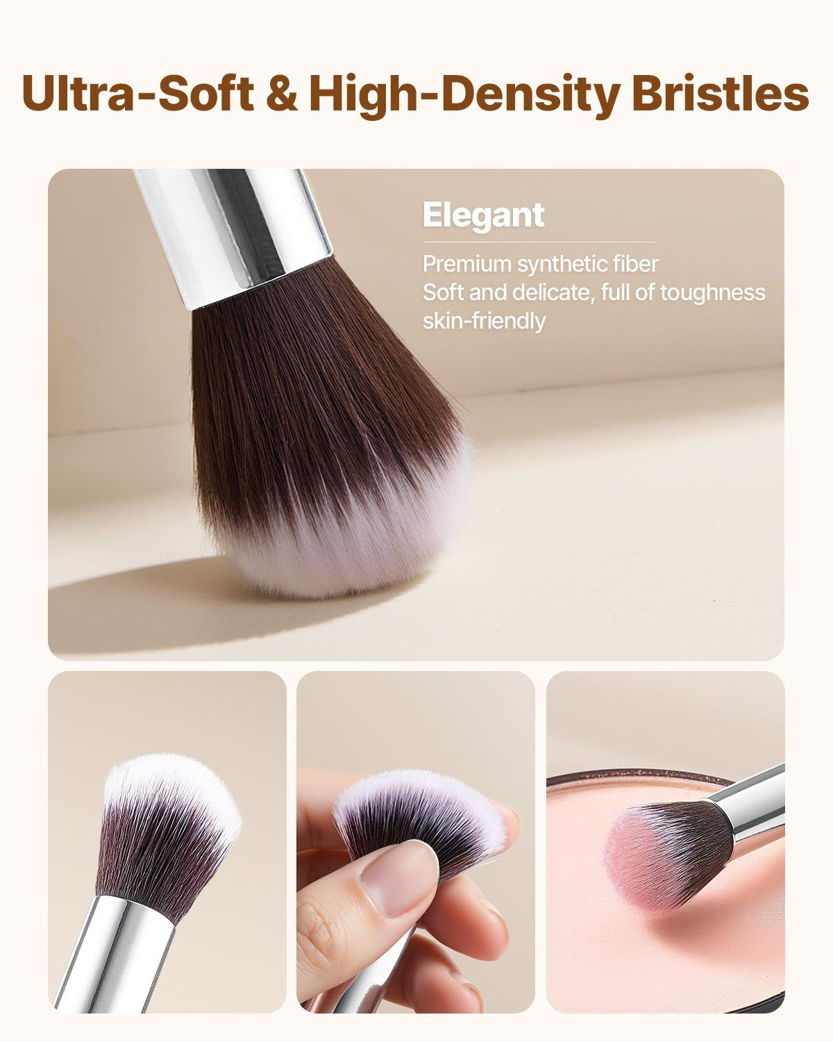 15-Piece Makeup Brush Set for Foundation Blending Eyeshadow, Professional Vegan Brushes with Soft Synthetic V952-HZSTZXJSTZHCPXXSI001V0