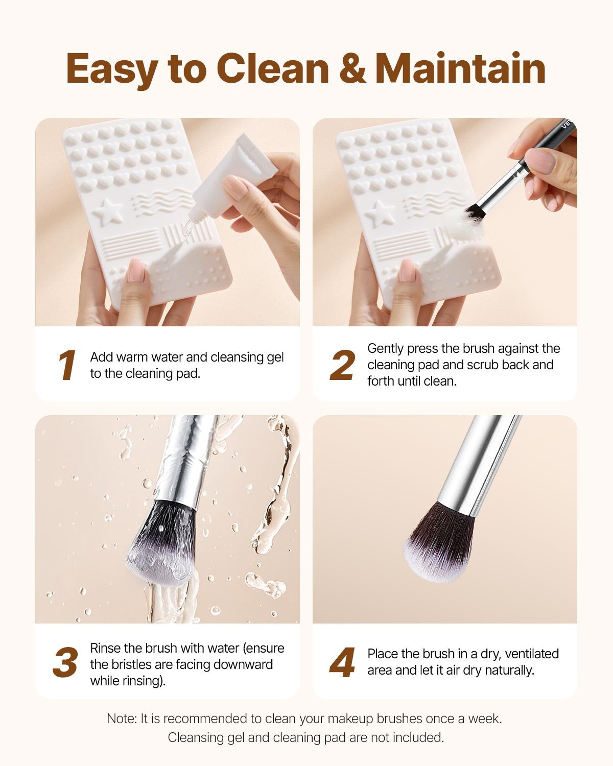15-Piece Makeup Brush Set for Foundation Blending Eyeshadow, Professional Vegan Brushes with Soft Synthetic V952-HZSTZXJSTZHCPXXSI001V0