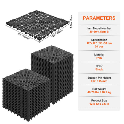 Modular Interlocking Cushion, 50 Pack 30 x 30 cm Splicing Drainage Mats, PVC Interlocking Drainage Floor V952-HZXSJDD1212Y2YO2XV0