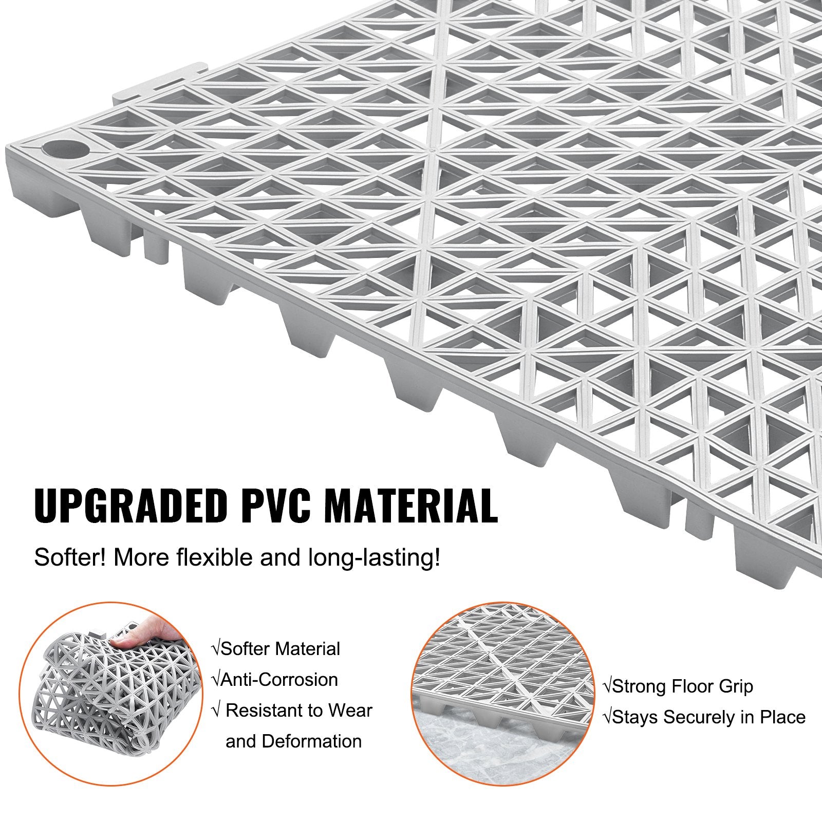 Modular Interlocking Cushion, 50 Pack 30 x 30 cm Splicing Drainage Mats, Soft PVC Interlocking Drainage Floor V952-HZXSJDD1212YF0ZXDV0