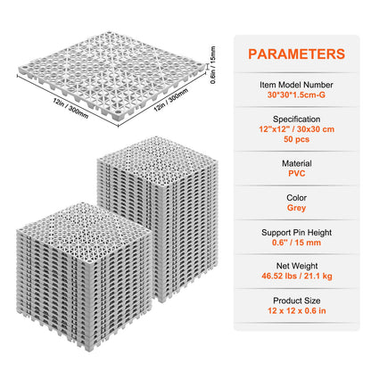 Modular Interlocking Cushion, 50 Pack 30 x 30 cm Splicing Drainage Mats, Soft PVC Interlocking Drainage Floor V952-HZXSJDD1212YF0ZXDV0