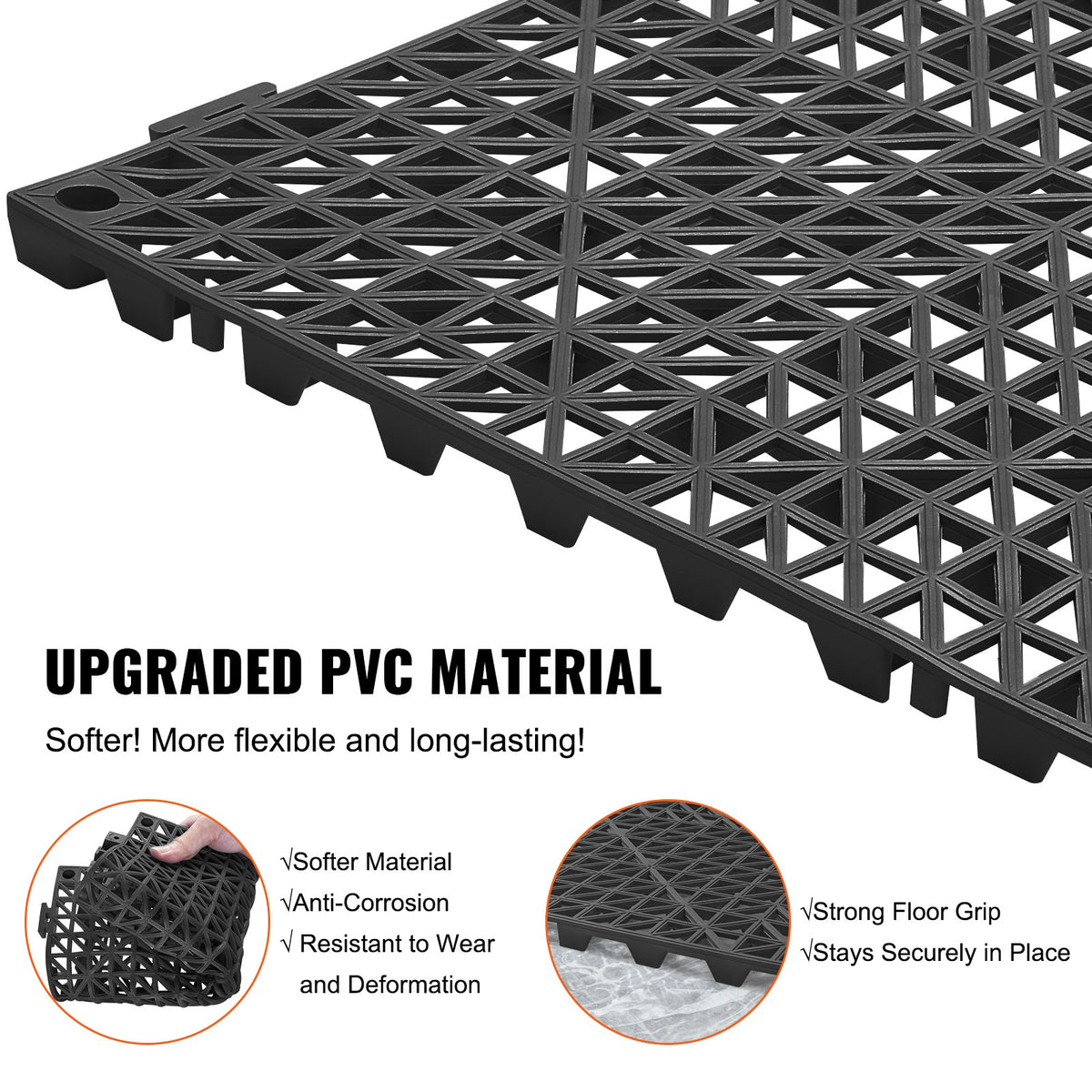 Modular Interlocking Cushion, 55 Pack 30 x 30 cm Splicing Drainage Mats, PVC Interlocking Drainage Floor V952-HZXSJDD1212YJT8W2V0