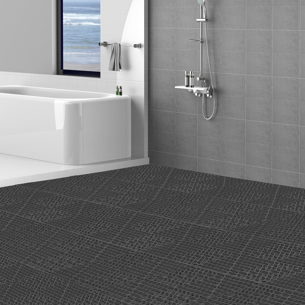 Modular Interlocking Cushion, 55 Pack 30 x 30 cm Splicing Drainage Mats, PVC Interlocking Drainage Floor V952-HZXSJDD1212YJT8W2V0