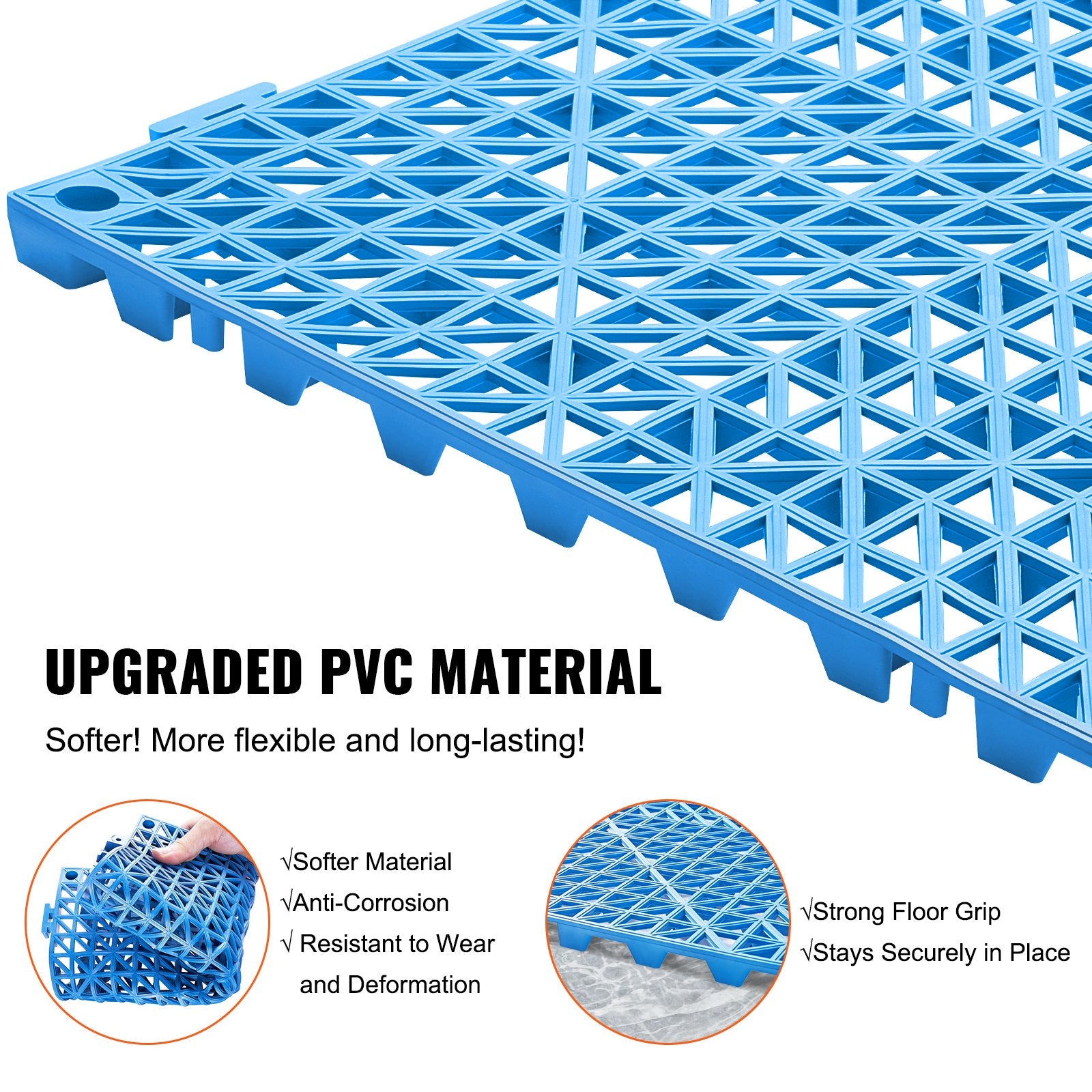 Modular Interlocking Cushion, 55 Pack 30 x 30 cm Splicing Drainage Mats, Soft PVC Interlocking Drainage Floor V952-HZXSJDD1212YP3ROIV0