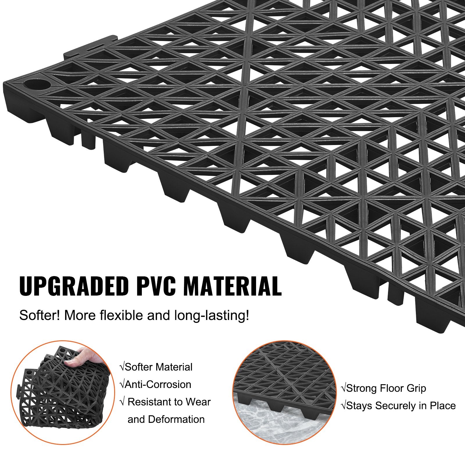 Modular Interlocking Cushion, 12 Pack 30 x 30 cm Splicing Drainage Mats, PVC Interlocking Drainage Floor V952-HZXSJDDHS12PQ3YS0V0