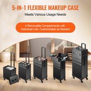 5 in 1 Professional Makeup Train Case Aluminum Cosmetic Case, Rolling Makeup Case Extra Large Trolley Makeup V952-HZXXLGS5H100K8BZXV0