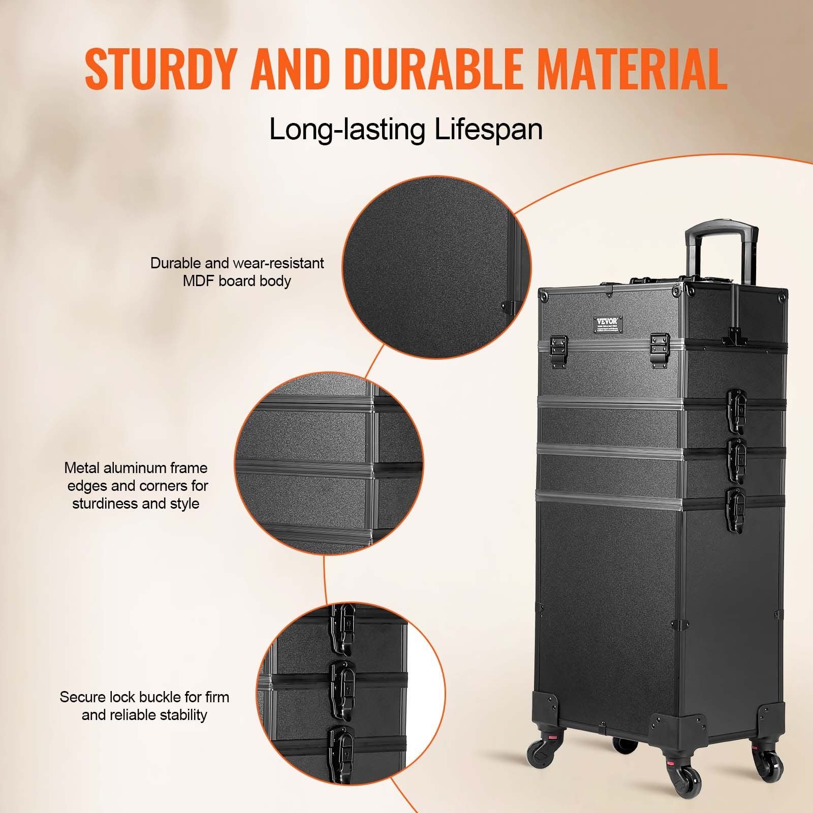 5 in 1 Professional Makeup Train Case Aluminum Cosmetic Case, Rolling Makeup Case Extra Large Trolley Makeup V952-HZXXLGS5H100K8BZXV0