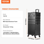 5 in 1 Professional Makeup Train Case Aluminum Cosmetic Case, Rolling Makeup Case Extra Large Trolley Makeup V952-HZXXLGS5H100K8BZXV0
