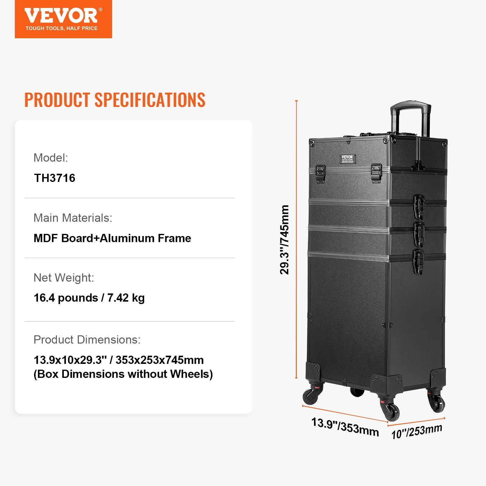 5 in 1 Professional Makeup Train Case Aluminum Cosmetic Case, Rolling Makeup Case Extra Large Trolley Makeup V952-HZXXLGS5H100K8BZXV0