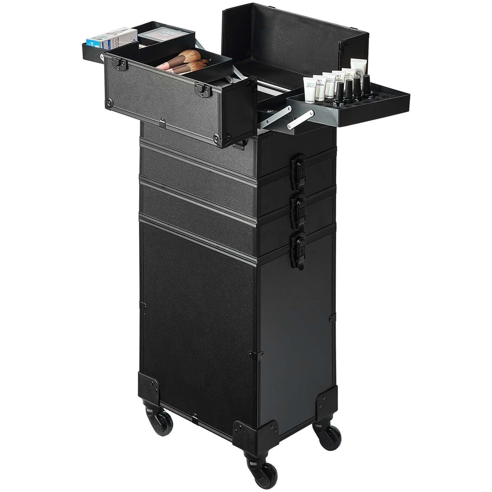 5 in 1 Professional Makeup Train Case Aluminum Cosmetic Case, Rolling Makeup Case Extra Large Trolley Makeup V952-HZXXLGS5H100K8BZXV0