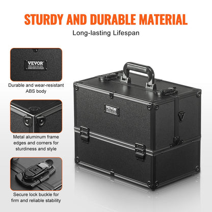 Makeup Train Case 370MM Large Portable Cosmetic Case, 6 Tier Trays Professional Makeup Storage Organizer Box V952-HZXXSTSZKS00Z8N9WV0