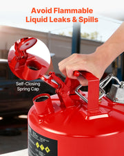 Safety Gas Can, 9.5 L Type II Red Safety Can for Gasoline with Stainless Steel Flame Arrester, Self-Closing V952-IIXAQGHSJS25Y4I7A001V0