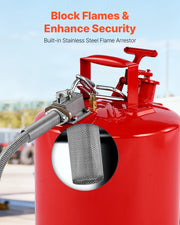 Safety Gas Can, 19 L Type II Red Safety Can for Gasoline with Stainless Steel Flame Arrester, Self-Closing V952-IIXAQGHSJS5J6X3JB001V0