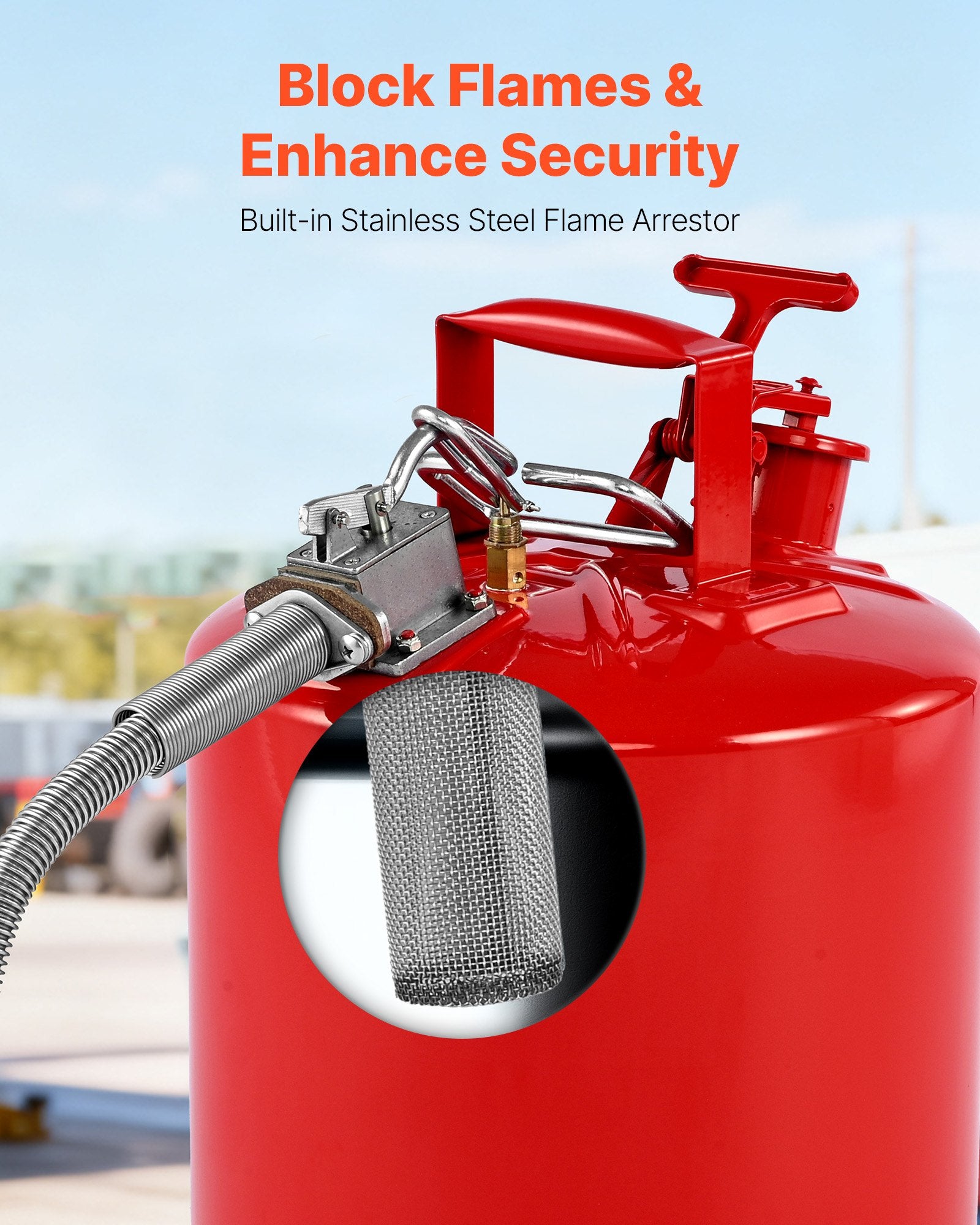 Safety Gas Can, 19 L Type II Red Safety Can for Gasoline with Stainless Steel Flame Arrester, Self-Closing V952-IIXAQGHSJS5J6X3JB001V0