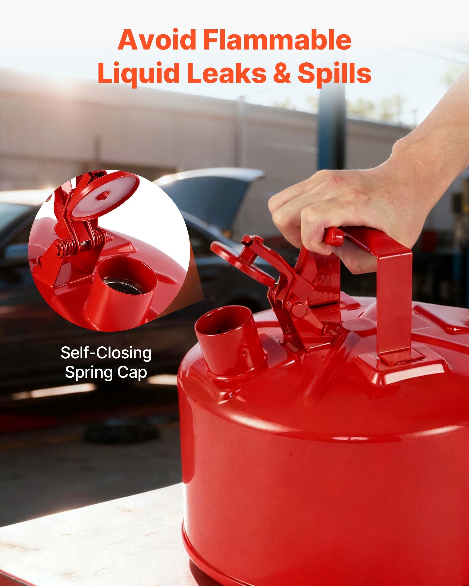 Safety Gas Can, 9.5 L Type I Red Safety Can for Gasoline with Stainless Steel Flame Arrester, Self-Closing V952-IXAQGHSJS25J0FRGJ001V0