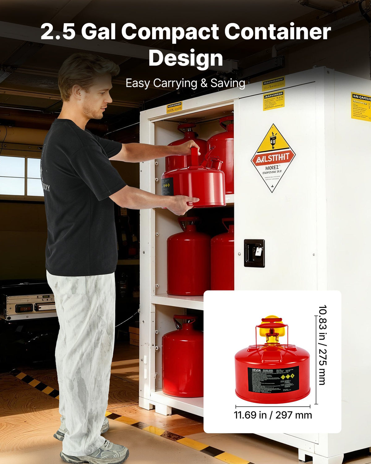 Safety Gas Can, 9.5 L Type I Red Safety Can for Gasoline with Stainless Steel Flame Arrester, Self-Closing V952-IXAQGHSJS25J0FRGJ001V0