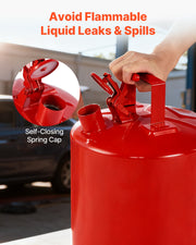 Safety Gas Can, 19 L Type I Red Safety Can for Gasoline with Stainless Steel Flame Arrester, Self-Closing V952-IXAQGHSJS5JL94ZJ9001V0