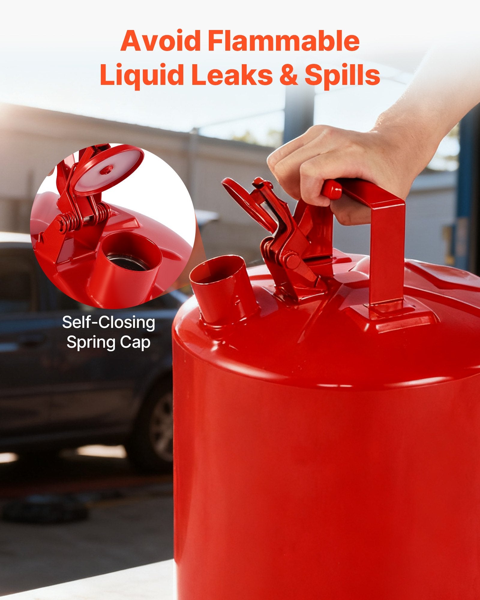 Safety Gas Can, 19 L Type I Red Safety Can for Gasoline with Stainless Steel Flame Arrester, Self-Closing V952-IXAQGHSJS5JL94ZJ9001V0