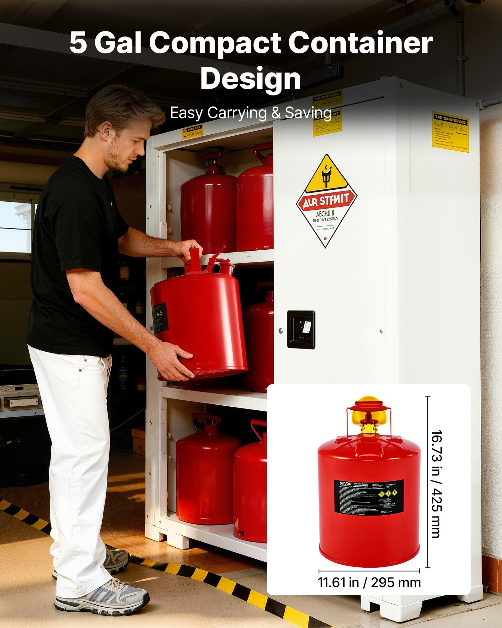 Safety Gas Can, 19 L Type I Red Safety Can for Gasoline with Stainless Steel Flame Arrester, Self-Closing V952-IXAQGHSJS5JL94ZJ9001V0